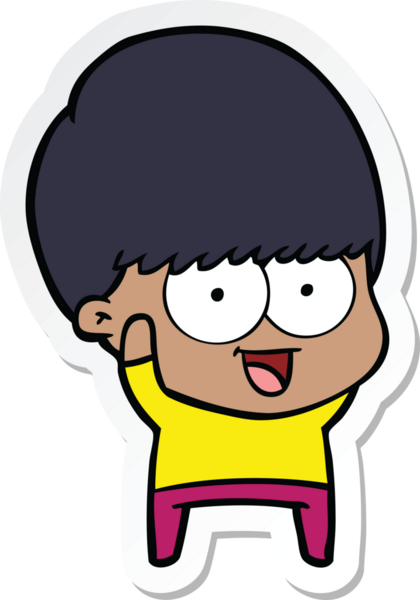 Bir insan tarafından çizilmiş mutlu bir çizgi film çocuğunun çıkartması.