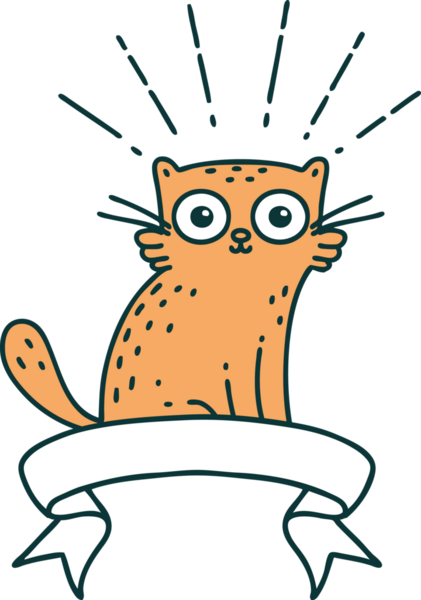 Dövme stili afiş Bir insan tarafından çizilmiş kedi şaşırttı