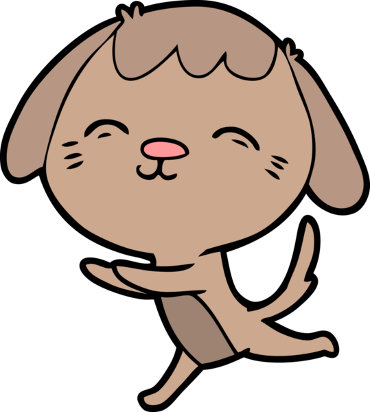 Bir insan tarafından çizilmiş mutlu çizgi film köpeği.