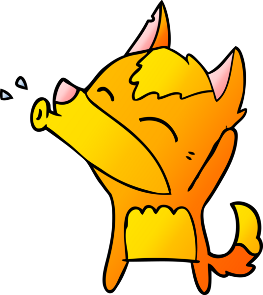 Bir insan tarafından çizilmiş tilki çizgi film karakteri