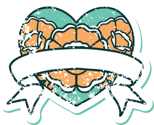 Bir insanın çizdiği çiçekli kalp ve pankartın sembolik dövmeli resmi.