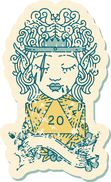 Retro Dövme Tarzı Bir insan tarafından çizilmiş 20 zarlı barbar karakter