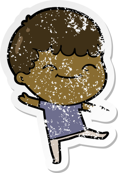 Bir insan tarafından çizilmiş mutlu bir çocuğun sıkıntılı çıkartması.