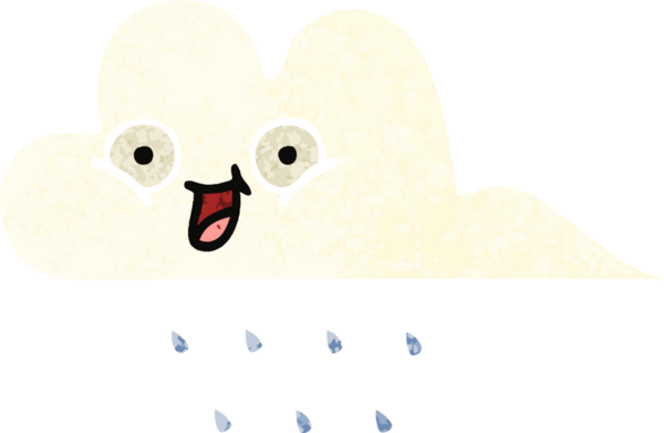 Bir insan tarafından çizilmiş yağmur bulutunun retro çizim tarzı karikatürü