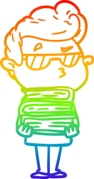 Gökkuşağı gradyan çizimi. Bir insan tarafından çizilmiş havalı bir adamın çizimi.