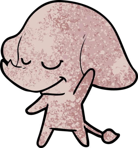 Bir insan tarafından çizilmiş gülümseyen bir fil.