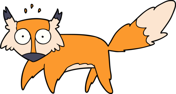 Çizgi film bir insan tarafından çizilmiş ürkmüş tilki.