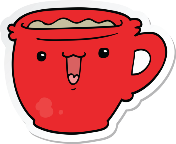 Bir insan tarafından çizilmiş şirin bir kahve fincanının çıkartması.