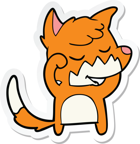 Bir insan tarafından çizilmiş dost canlısı bir tilkinin çıkartması.