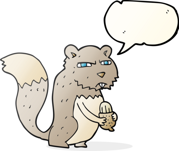 İnsan tarafından çizilmiş fındıklı kızgın sincap serbest konuşma balonu karikatürü.