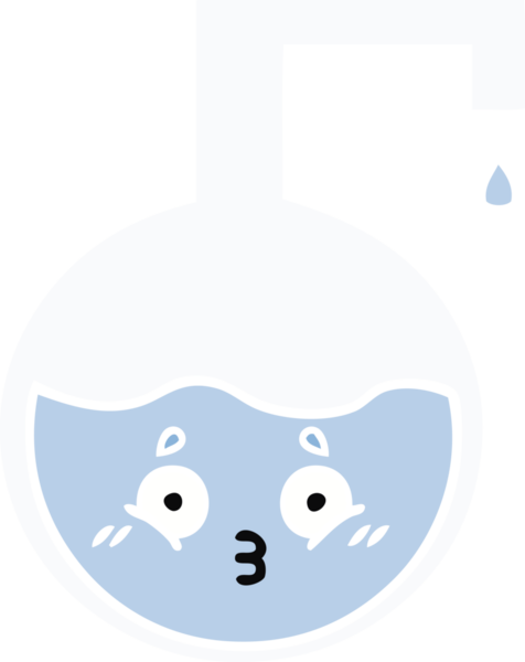 Bir insan tarafından çizilmiş bir bilim deneyinin düz renkli retro karikatürü