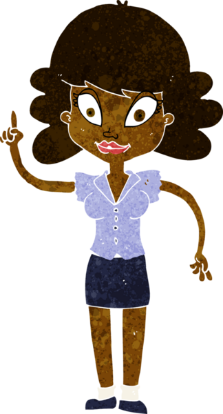 Bir insan tarafından çizilmiş mutlu bir kadın çizgi filmi.