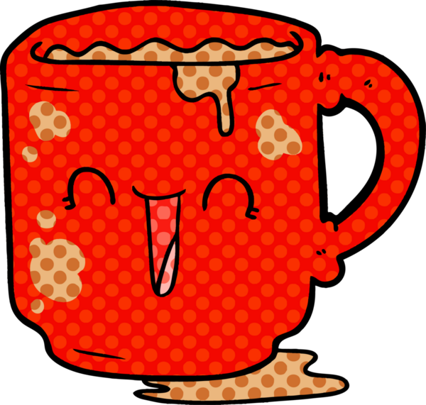 Bir insan tarafından çizilmiş kirli ofis kupası.