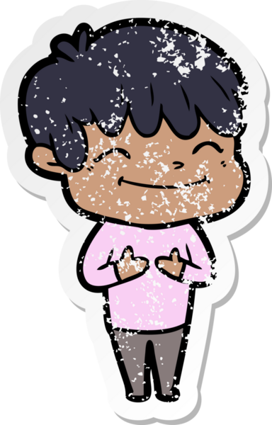 Bir insan tarafından çizilmiş mutlu bir çocuğun sıkıntılı çıkartması.