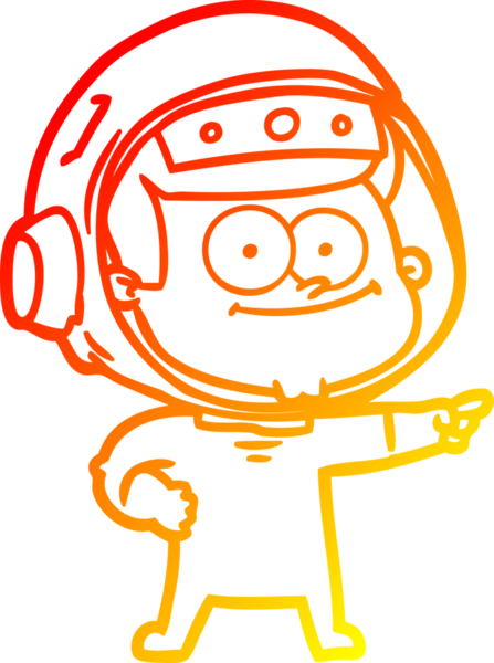 Bir insan tarafından çizilmiş mutlu bir astronot çizgi filminin sıcak gradyan çizimi