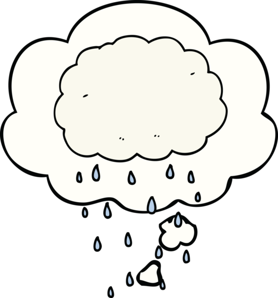 Bir insan tarafından çizilmiş düşünce baloncuklu çizgi film yağmur bulutu