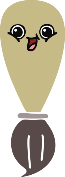 Bir insan tarafından çizilmiş bir boya fırçasının düz renk retro karikatürü