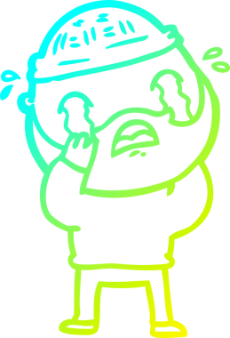 Bir insan tarafından çizilmiş ağlayan sakallı bir adamın çizdiği soğuk çizgi.