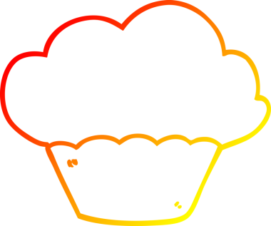 Bir insan tarafından çizilmiş çizgi film kekinin sıcak gradyan çizgisi.