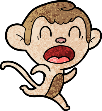 Bir insan tarafından çizilmiş bağıran çizgi film maymunu