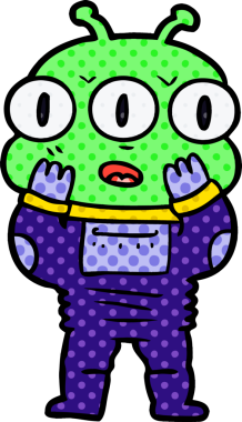 Bir insan tarafından çizilmiş üç gözlü uzaylı.