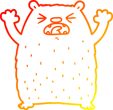 Bir insan tarafından kükreyen kutup ayısının sıcak çizgi çizimi