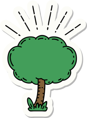 Bir insan tarafından çizilmiş dövme stili bir ağacın çıkartması.