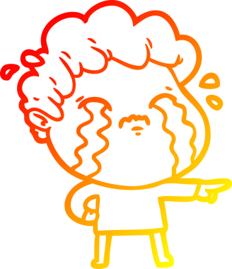 Bir insan tarafından çizilmiş ağlayan bir çizgi film karakteri çizimi.