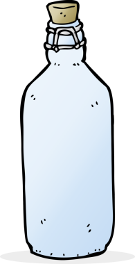 Bir insan tarafından çizilmiş geleneksel çizgi film şişesi.