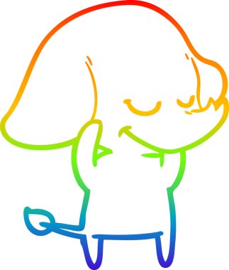 Bir insan tarafından çizilmiş gülümseyen bir filin çizgi çizimi.