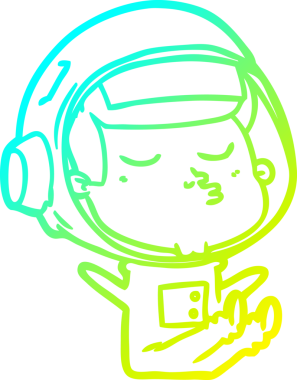 Bir insan tarafından çizilmiş kendinden emin bir astronotun soğuk çizgi çizimi.