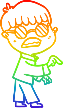 Bir insan tarafından çizilmiş gözlük takan çizgi film çocuğu çizimi.