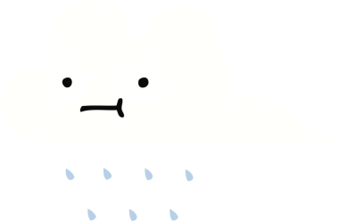 Bir insan tarafından çizilmiş bir yağmur bulutunun düz renkli retro karikatürü