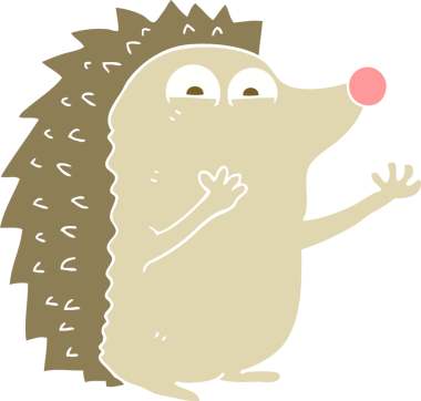 Bir insan tarafından çizilmiş şirin kirpinin düz renk çizimi