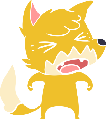 bir insan tarafından çizilmiş kızgın düz renkli tilki çizimi