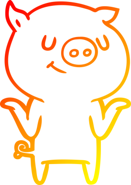 Bir insan tarafından çizilmiş mutlu çizgi film domuzu çizimi.