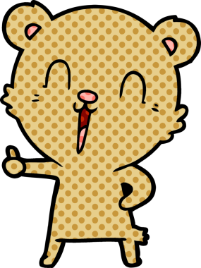 Bir insan tarafından çizilmiş mutlu bir çizgi film ayısı.