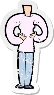 Bir insan tarafından çizilmiş bir karikatür kadın vücudunun gerilimli etiketi.