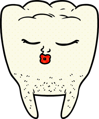 Bir insan tarafından çizilmiş çizgi film dişi.