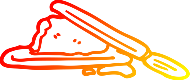 Bir insanın çizdiği tereyağı ve bıçağın sıcak çizgi çizimi.