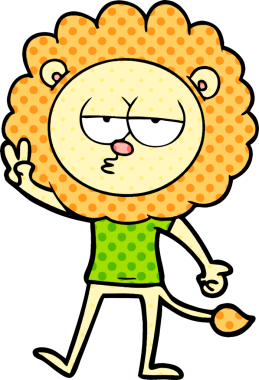 Bir insan tarafından çizilen sıkılmış aslan çizimi.