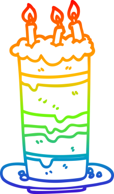 gökkuşağı gradyan çizgisi bir insan tarafından çizilmiş bir doğum günü pastası