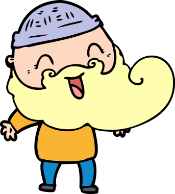 Bir insan tarafından çizilmiş mutlu sakallı adam.