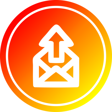 E- posta dairesel simgesini bir insan tarafından çizilmiş sıcak gradyan bitimine gönder