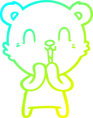 Bir insan tarafından çizilmiş mutlu bir kutup ayısının soğuk çizgi çizimi.