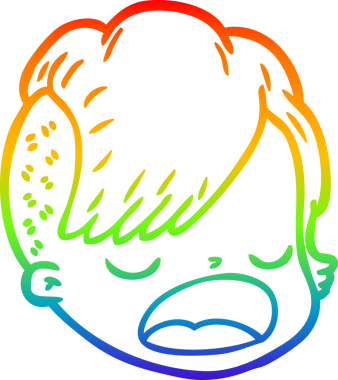 gökkuşağı gradyan çizgi çizimi bir insan tarafından çizilmiş bir kadın yüzü