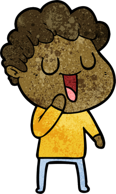 Bir insan tarafından çizilmiş gülen karikatür adam.