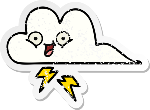 Bir insan tarafından çizilmiş tatlı bir gökgürültüsü bulutunun sıkıntılı çıkartması.