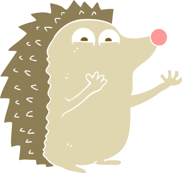 Bir insan tarafından çizilmiş şirin kirpinin düz renk çizimi