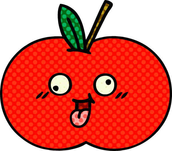 Bir insan tarafından çizilmiş kırmızı elma çizgi filmi.